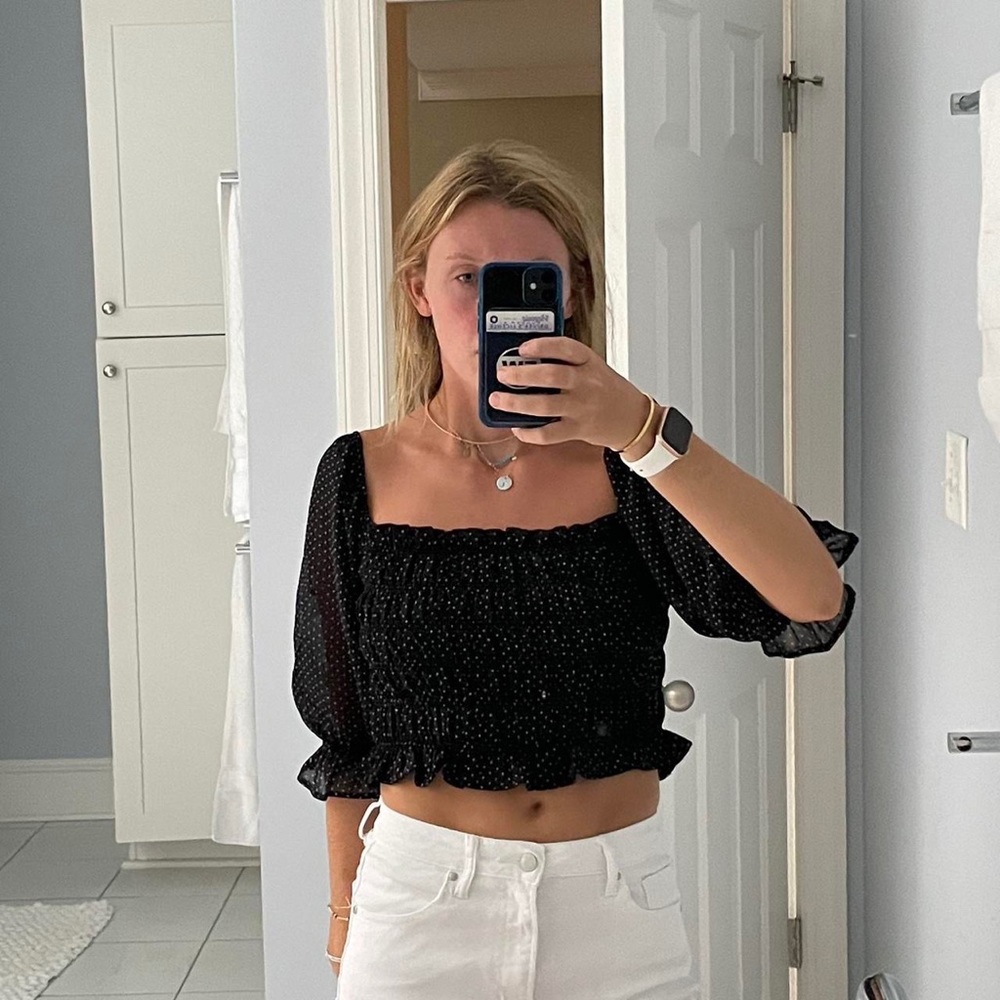Shopbop poka dot crop top